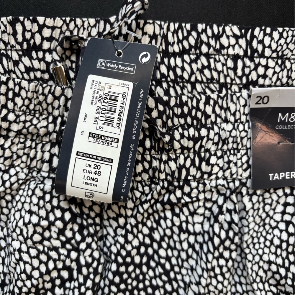 Women's lightweight casual pants from the M&S Collection black&white size 20 - Picture 5 of 6
